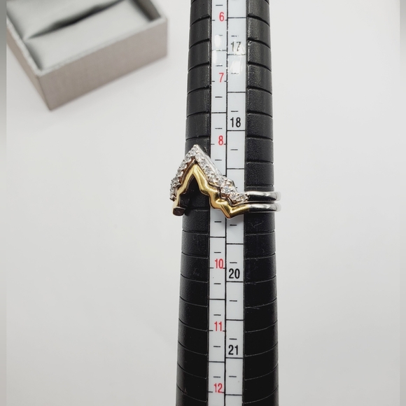 Yellow Gold - 925 Sterling Silver Matching Guard CZ Rings - Picture 5 of 6